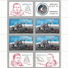 Romania, LP 772a/1971, Apollo 15, bloc dantelat, MNH