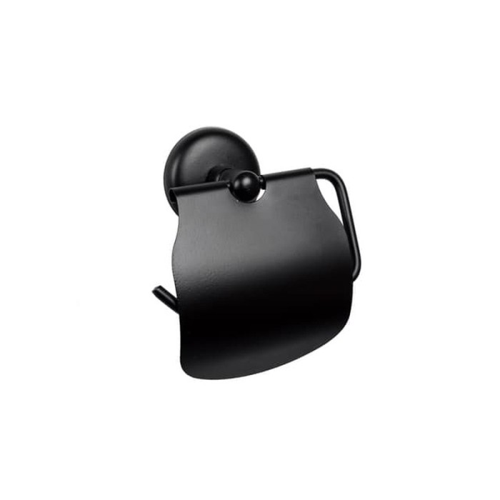 Suport din metal pentru hartie igienica, prindere cu adeziv, 203SMY, negru mat, negru mat, 120 mm
