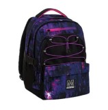 Cumpara ieftin Ghiozdan Mitama, 3 compartimente, design mov cu negru