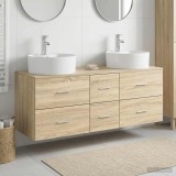 Cumpara ieftin Set dulap baie 3 buc. Stejar Sonoma 129 x 44,5 x 82 cm