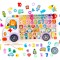 Placa logaritmica multifunctionala Montessori cu figurine, masinute, forme geometrice, joc de pescuit si