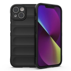 Husa pentru iphone 14 plus, antisoc, margini cu striatii, design minimalist, black foto