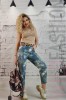 F854-412 Pantaloni lungi casual din material usor elastic si curea in talie, L, M, M/L, S/M