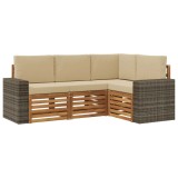 vidaXL Seturi de canapele cu pernă 4 pcs Lemn Solid de Acacia 3384309