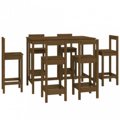 Set mobilier de bar, 7 piese, maro miere, lemn masiv de pin