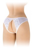 Bikini Crotchless Christine, Alb, S-L