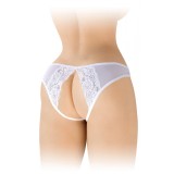 Bikini Crotchless Christine, Alb, S-L