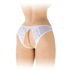 Bikini Crotchless Christine, Alb, S-L