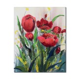Tablou cu maci pictat manual, 50x40cm acril pe panza 3D, Kenny Varniote
