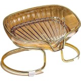 Savoniera cu Suport, Sistem de Scurgere a Apei, Margine Aurie, 14 x 8.5 x 9 cm, din TPE, Auriu