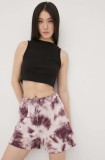 Volcom pantaloni scurti femei, culoarea violet, modelator, high waist