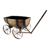 Cumpara ieftin Jardiniera tip Butoi cu Roti Strend Pro, 41.5x29x19 cm, Ghiveci decorativ gradina, Aspect Lemn