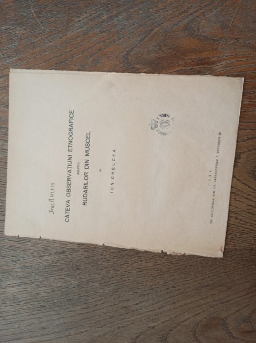 CATEVA OBSERVATIUNI ETNOGRAFICE ASUPTA RUDARILOR DIN MUSCEL 1934