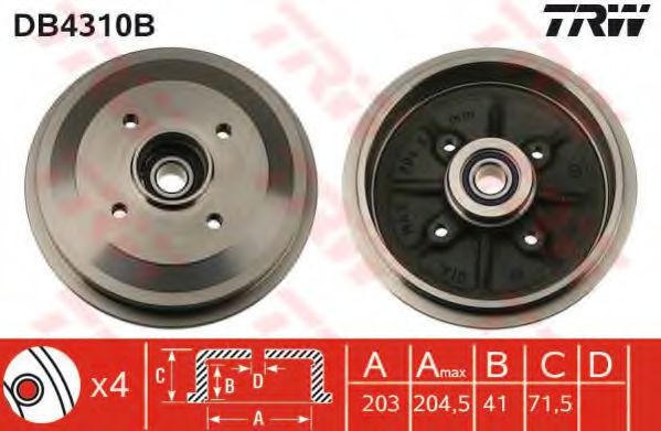 Tambur frana CITROEN C2 ENTERPRISE (2009 - 2016) TRW DB4310B