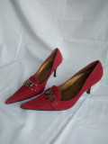 Pantofi dama model Stileto, vintage, grena, marime 38