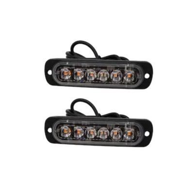 Set 2 Stroboscoape 6 LED FOXMAG24, lumini de avertizare galbene pentru platforma, ATV, Tractor, Jeep, Off Road foto