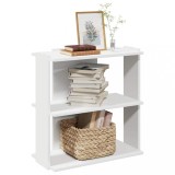 Bibliotecă Albă cu 3 Niveluri vidaXL, 60x30x60 cm, Rafturi Depozitare Cărți, Lemn Prelucrat, Design Modern