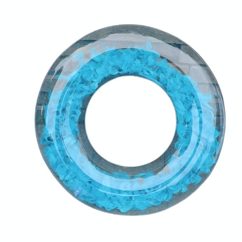 Colac gonflabil, transparent, pentru &icirc;not fulg albastru, dimensiune 60 cm