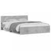 VidaXL Cadru de pat cu tăblie și LED, gri beton, 150x200 cm 3207605