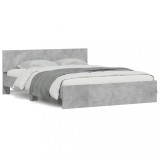 VidaXL Cadru de pat cu tăblie și LED, gri beton, 150x200 cm 3207605