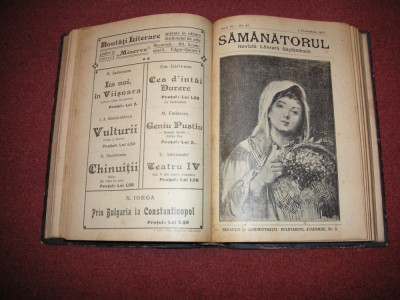 Revista literara SAMANATORUL pe anul 1907(an VII complet)- 1090 pag. in 2 volume foto