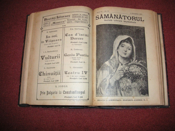 Revista literara SAMANATORUL pe anul 1907(an VII complet)- 1090 pag. in 2 volume