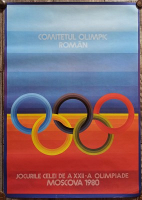 Afis Comitetul Olimpic Roman, Jocurile celei de a XXII-a Olimpiade Moscova 1980 foto