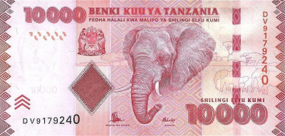TANZANIA █ bancnota █ 10000 Shillings █ 2015 █ P-44b █ UNC █ necirculata foto