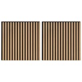 Cumpara ieftin Panouri acustice de perete 2 buc sipci 60,5x60 cm furnir stejar