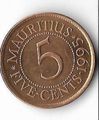 Moneda 5 cents 1995 - Mauritius foto