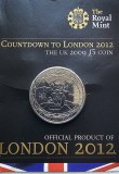 5 pounds 2009 Marea Britanie, XXX Olympiad, Countdown 3, Bunc, km#1121, Coincard usor șifonat, Europa