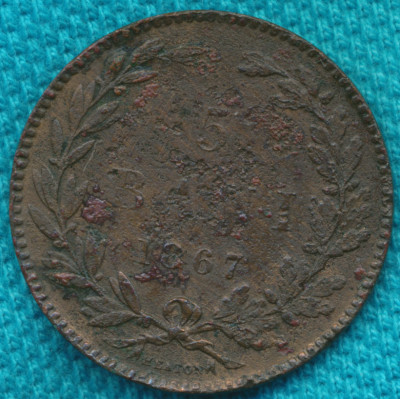 5 Bani 1867 (HEATON) ROM&amp;Acirc;NIA PRINCIPAT - CAROL I foto