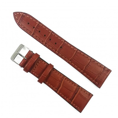Curea de ceas din piele naturala Maro-deschis cu imprimeu crocodil 18mm, 20mm, 22mm, 24mm - WZ3387 foto