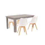 Cumpara ieftin Set de masă Lola 4+1 alb-stejar York