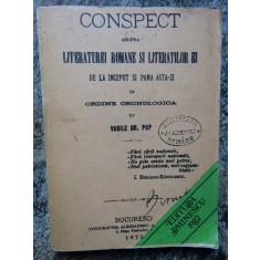 VASILE GR. POP - CONSPECT ASUPRA LITERATUREI ROMANE SI LITERATILOR EI