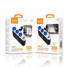 Incarcator auto 4 in 1 120W, 3 prize bricheta + USB-A, X-Start A55 Negru
