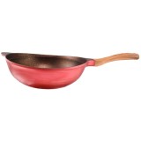 Tigaie wok Neoklein WOK30, diametru 28 cm, aluminiu turnat, invelis anti-aderent, Rosu