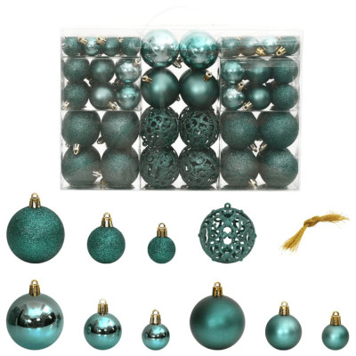 vidaXL Globuri de Crăciun, 100 buc, verde, 3 / 4 / 6 cm foto