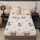 Cumpara ieftin Husa de Pat Cocolino cu Elastic si 2 Fete de Perna 50x70cm,180x200cm,Crem cu Pisicute-D161