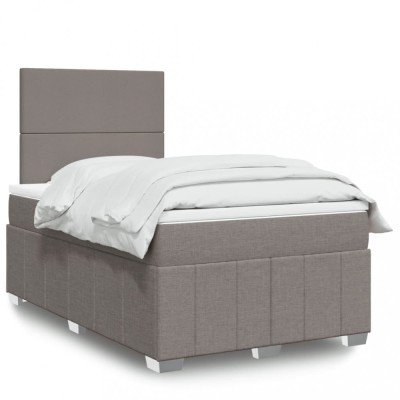 vidaXL Pat box spring cu saltea, taupe, 120x190 cm material textil 3293904 foto