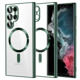 Husa premium Samsung Galaxy S22 Ultra 5G Techsuit Luxury Crystal MagSafe, verde inchis