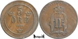 1884, 5 &Ouml;re - Oscar al II-lea - Regatul Suediei, Europa