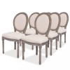 Set 6 Scaune Sufragerie Gossi Crem, Material Textil, Cadru Lemn, 50x56x95.5 cm