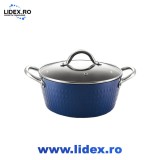 Oala cu capac Zilan ZLN9617 diamond, cu baza de inductie, ceramica si inox, usor de spalat, 24 cm, 4L