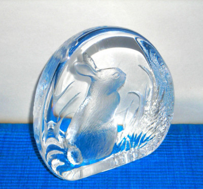 Sculptura full lead crystal, hand made - Rabbit 2- design Mats Jonasson, Maleras foto