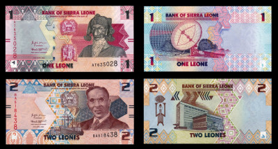 SIERRA LEONE █ SET █ 1 + 2 Leones █ 2022 █ P-34-35 █ UNC █ necirculata foto