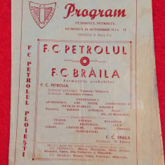 Program meci fotbal PETROLUL PLOIESTI - FC BRAILA (24.10.1976)