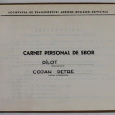 CARNET PERSONAL DE ZBOR , SOCIETATEA DE TRANSPORTURI AERIENE ROMANO - SOVIETICE , 1955