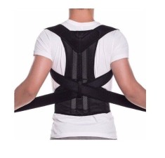 Suport corector pentru spate tip Corset, cu bretele ajustabile, Unisex, Negru, Marimea L