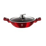 Cratiță marmorată cu capac 30 cm, 4.8 L Berlinger Haus Burgundy Metallic Line BH 7110, antiaderentă, ideală pentru preparate consistente